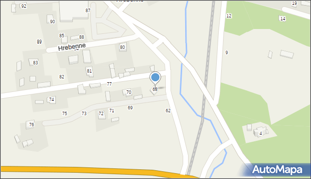 Hrebenne, Hrebenne, 68, mapa Hrebenne