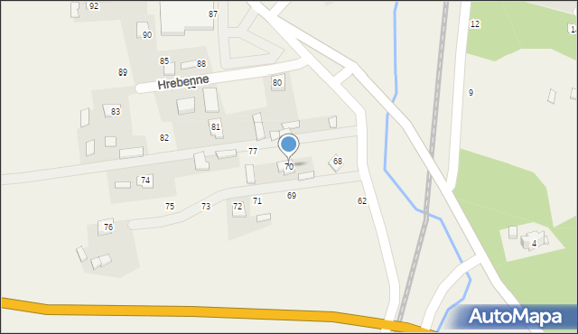 Hrebenne, Hrebenne, 70, mapa Hrebenne