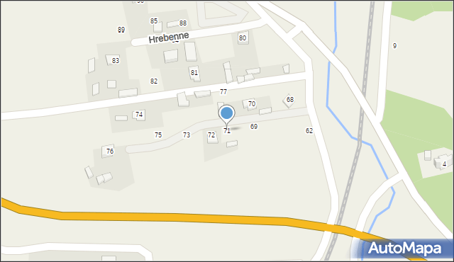 Hrebenne, Hrebenne, 71, mapa Hrebenne