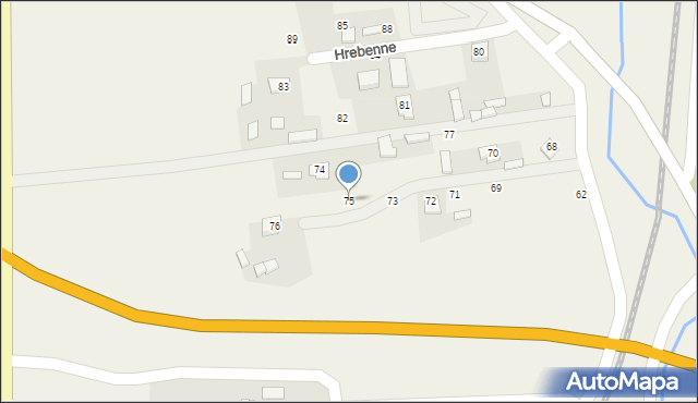 Hrebenne, Hrebenne, 75, mapa Hrebenne