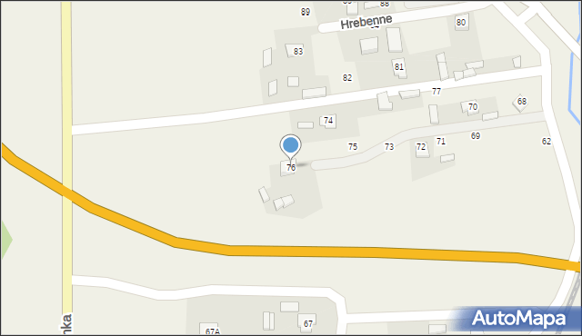 Hrebenne, Hrebenne, 76, mapa Hrebenne