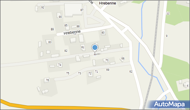 Hrebenne, Hrebenne, 77, mapa Hrebenne