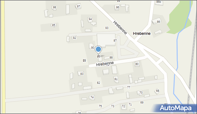 Hrebenne, Hrebenne, 85, mapa Hrebenne