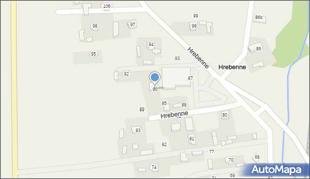 Hrebenne, Hrebenne, 90, mapa Hrebenne