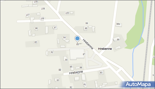 Hrebenne, Hrebenne, 93, mapa Hrebenne