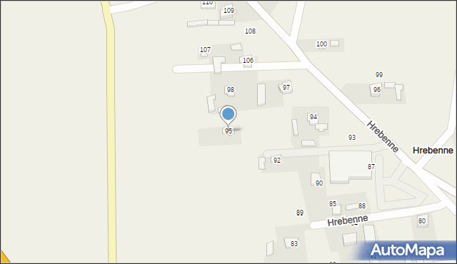 Hrebenne, Hrebenne, 95, mapa Hrebenne
