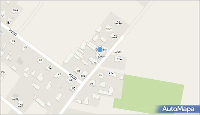 Hrud, Hrud, 100, mapa Hrud