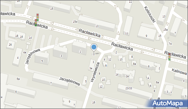 Świdnik, Hryniewicza Jana, ks. kan., 1, mapa Świdnika