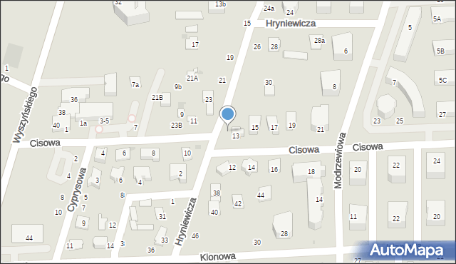 Świdnik, Hryniewicza Jana, ks. kan., 34, mapa Świdnika