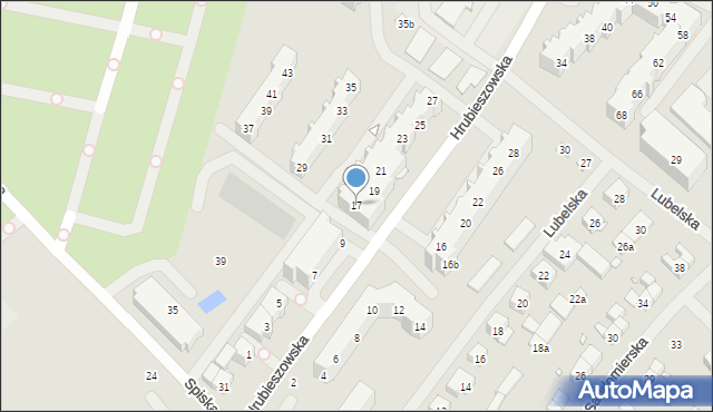 Szczecin, Hrubieszowska, 17, mapa Szczecina