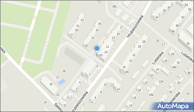 Szczecin, Hrubieszowska, 17a, mapa Szczecina