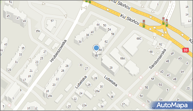 Szczecin, Hrubieszowska, 68, mapa Szczecina