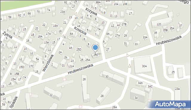 Zamość, Hrubieszowska, 25C, mapa Zamościa