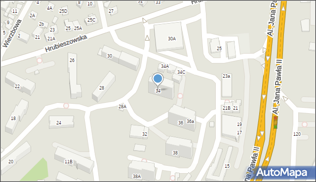 Zamość, Hrubieszowska, 34, mapa Zamościa