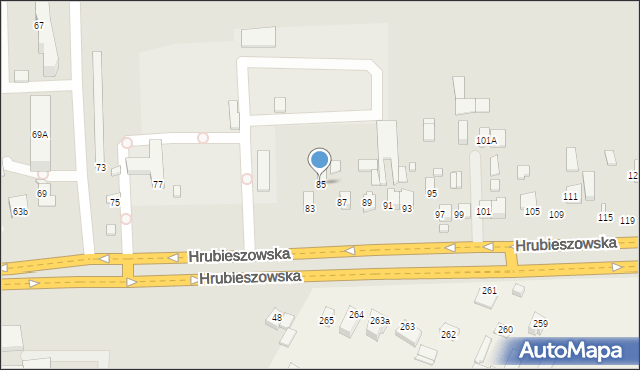 Zamość, Hrubieszowska, 85, mapa Zamościa