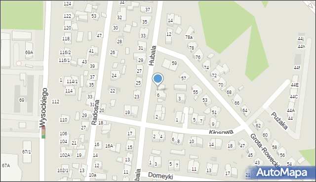Białystok, Hubala Henryka, mjr., 8, mapa Białegostoku