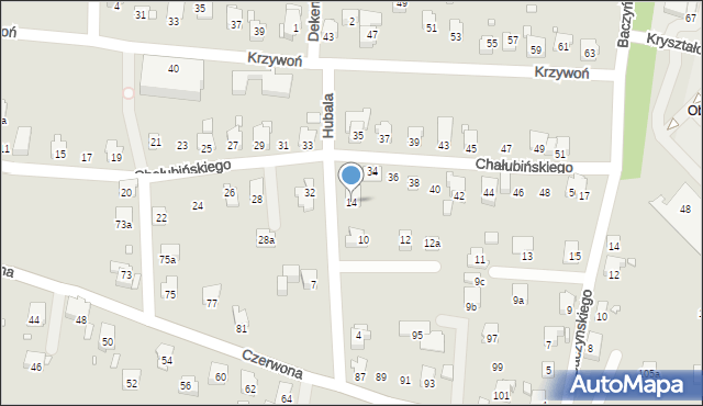 Bielsko-Biała, Hubala Henryka, mjr., 14, mapa Bielsko-Białej