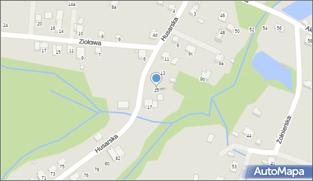 Bielsko-Biała, Husarska, 15, mapa Bielsko-Białej