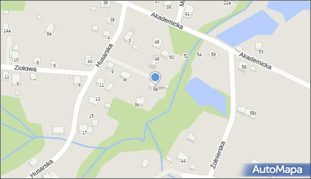 Bielsko-Biała, Husarska, 9a, mapa Bielsko-Białej