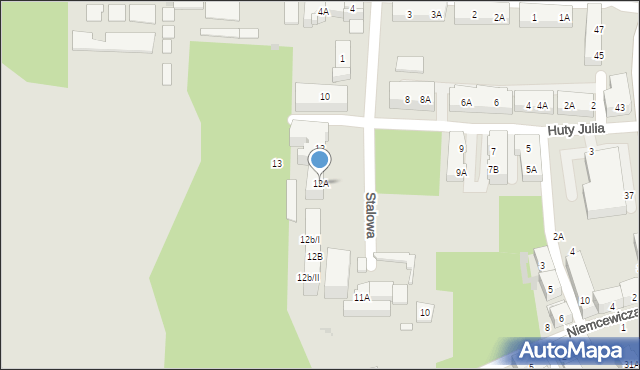 Bytom, Huty Julia, 12A, mapa Bytomia