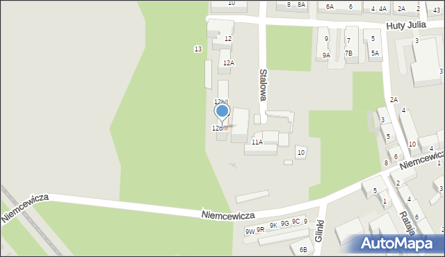 Bytom, Huty Julia, 12b/II, mapa Bytomia