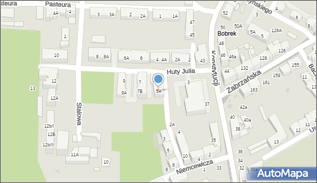 Bytom, Huty Julia, 5A, mapa Bytomia