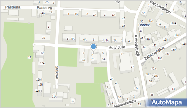Bytom, Huty Julia, 7A, mapa Bytomia