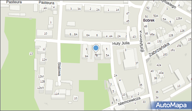 Bytom, Huty Julia, 7B, mapa Bytomia