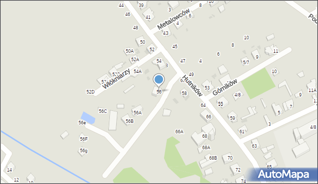 Częstochowa, Hutników, 56, mapa Częstochowy