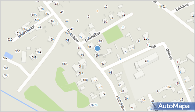 Częstochowa, Hutników, 59, mapa Częstochowy