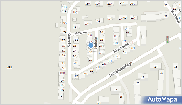 Częstochowa, Hubala Henryka, mjr., 1/3, mapa Częstochowy