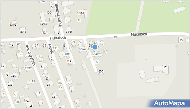 Częstochowa, Huculska, 25A, mapa Częstochowy