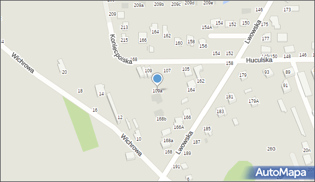 Częstochowa, Huculska, 109a, mapa Częstochowy