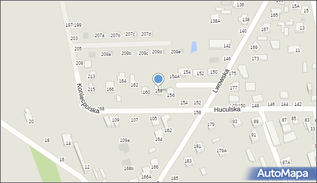 Częstochowa, Huculska, 158, mapa Częstochowy
