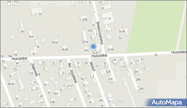 Częstochowa, Huculska, 40, mapa Częstochowy