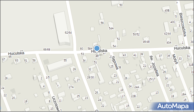 Częstochowa, Huculska, 49, mapa Częstochowy