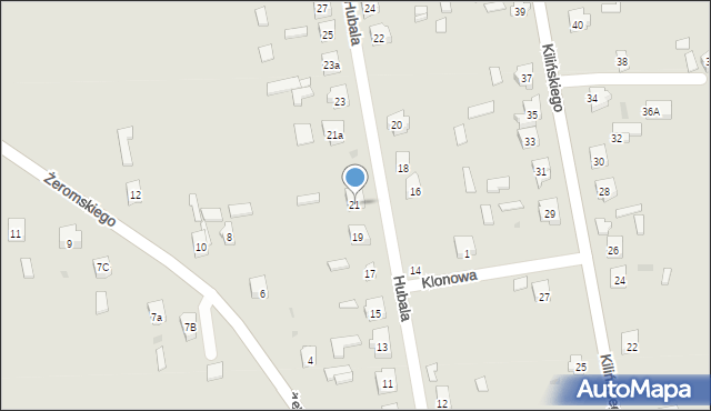 Drzewica, Hubala Henryka, mjr., 21, mapa Drzewica