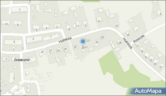 Dubeczno, Hutnicza, 20, mapa Dubeczno