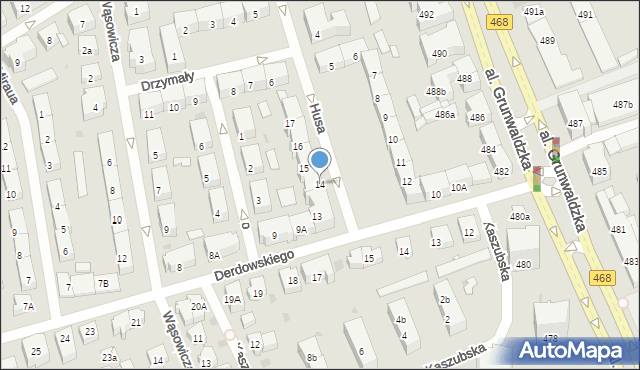 Gdańsk, Husa Jana, 14, mapa Gdańska