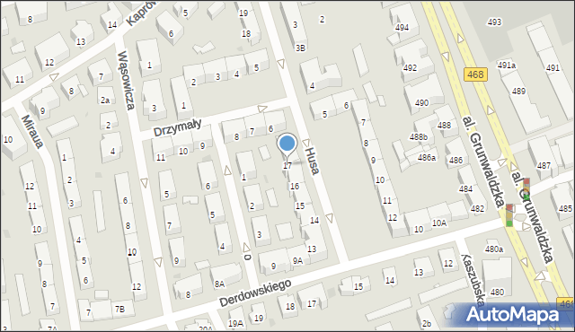 Gdańsk, Husa Jana, 17, mapa Gdańska