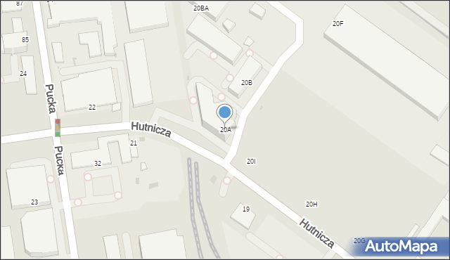 Gdynia, Hutnicza, 20A, mapa Gdyni