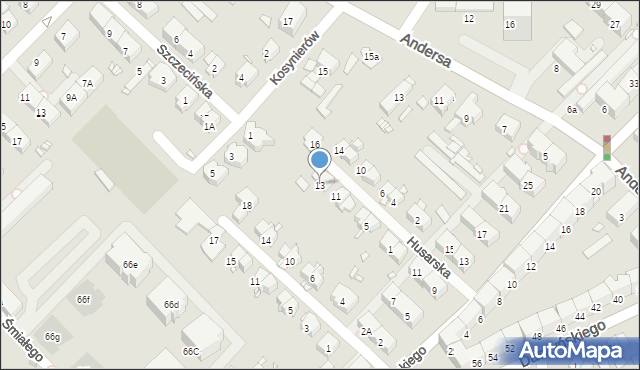 Gliwice, Husarska, 13, mapa Gliwic