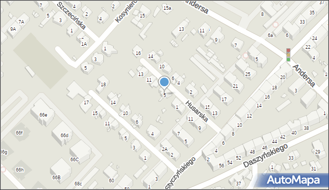 Gliwice, Husarska, 5, mapa Gliwic