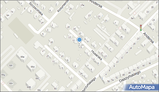 Gliwice, Husarska, 7, mapa Gliwic