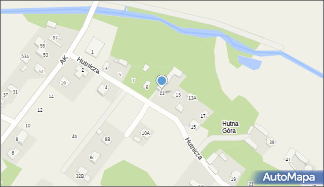 Górki, Hutnicza, 11, mapa Górki