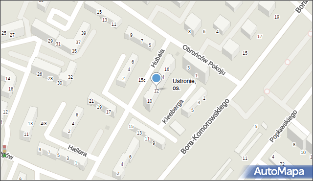 Gorzów Wielkopolski, Hubala Henryka, mjr., 12, mapa Gorzów Wielkopolski