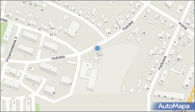 Gostyń, Hutnika, 2, mapa Gostyń