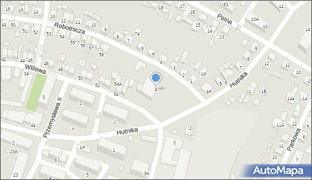 Gostyń, Hutnika, 4, mapa Gostyń