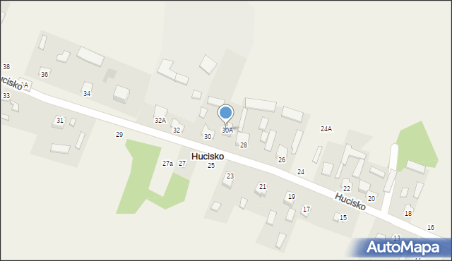 Hucisko, Hucisko, 30A, mapa Hucisko