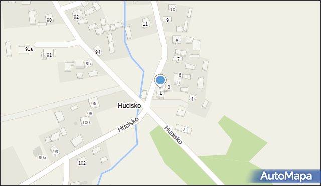 Hucisko, Hucisko, 1, mapa Hucisko